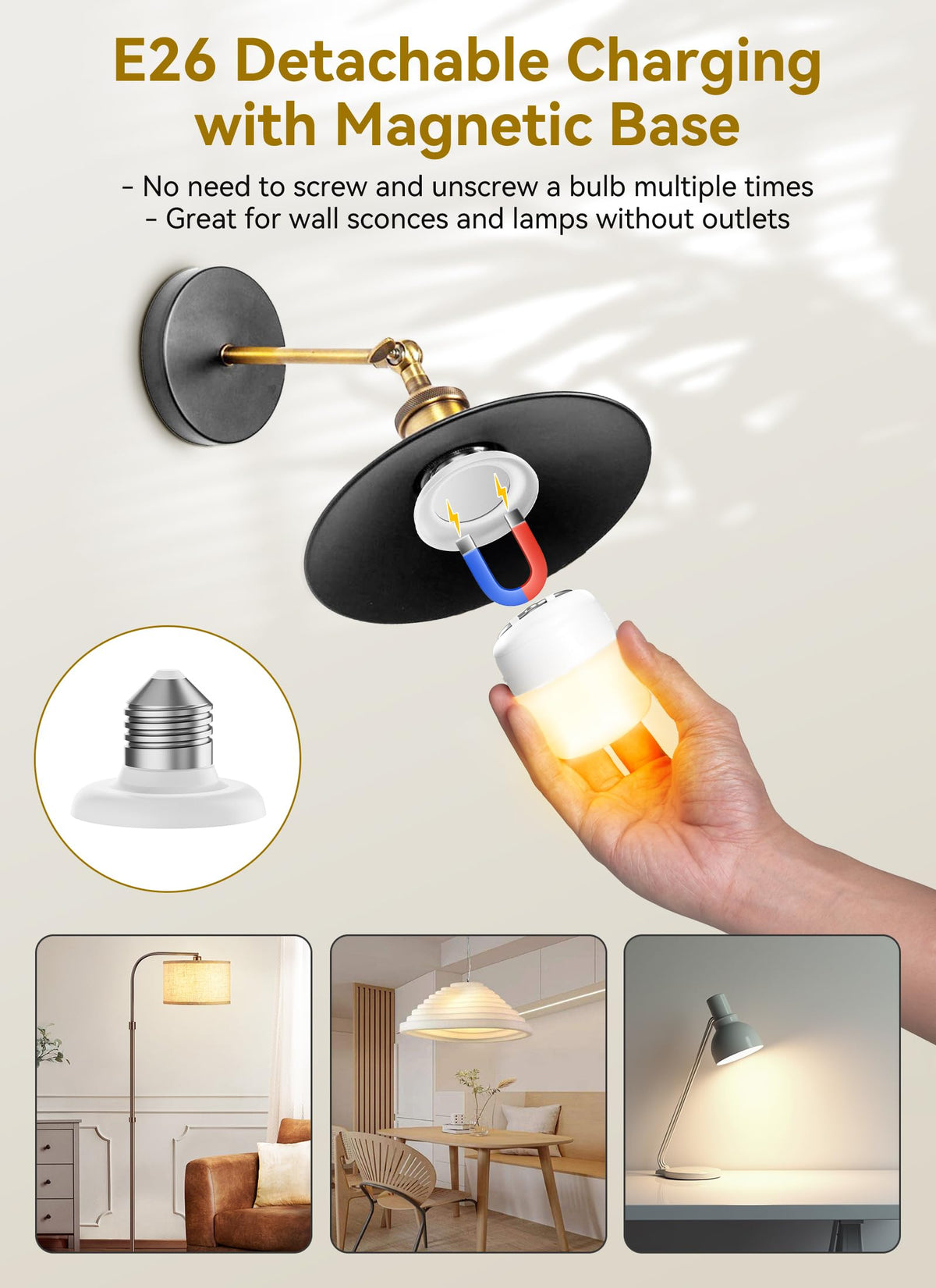 Minetom E26 bulb with timer for scheduled lighting options.