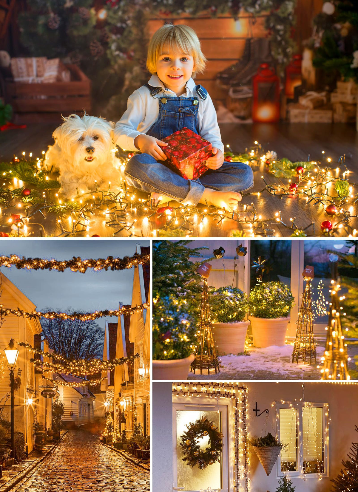 Minetom 72ft total reach for garden and porch decorating along fences and railings.