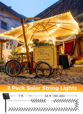Minetom solar string lights wrapped around a tree for magical evenings.