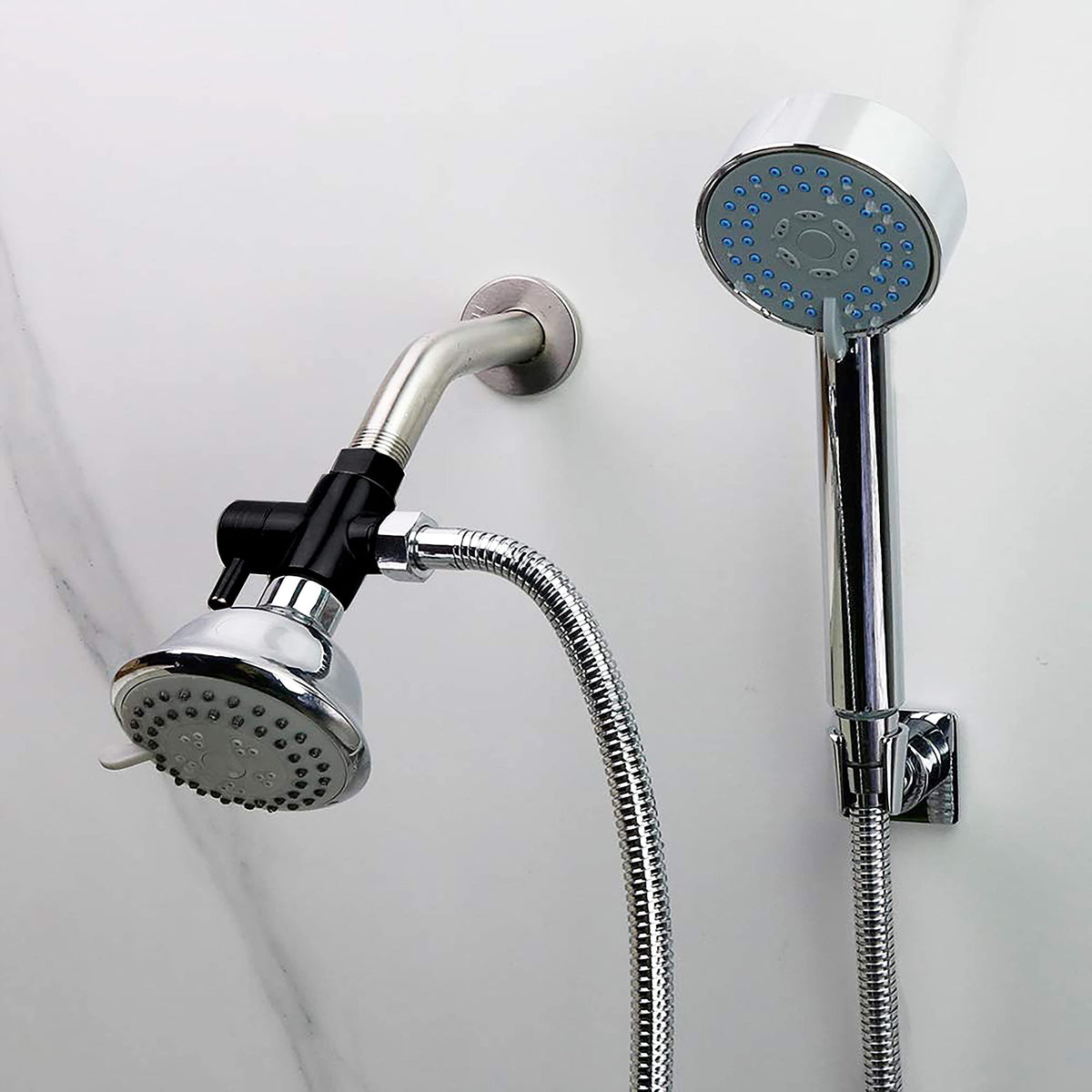 Universal replacement part for shower arms in a modern bathroom.