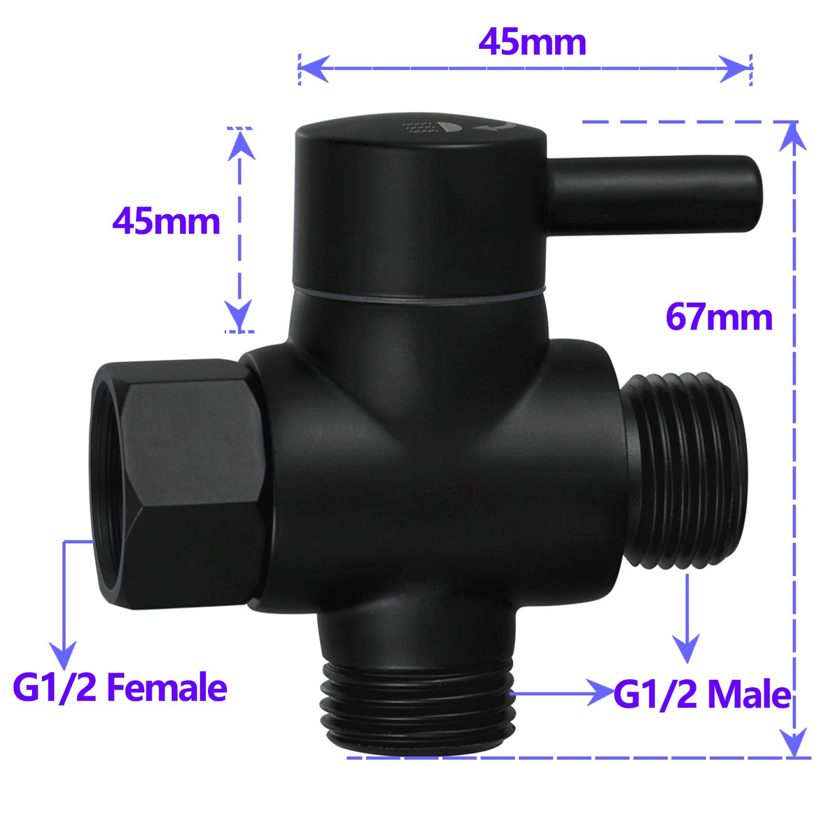 MINGOR-Style matte black diverter handle for smooth water switching.