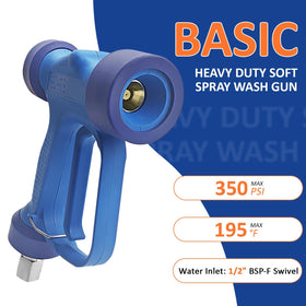 MINGOU Soft Wash Gun showcasing stainless interior and rubber exterior for durability.