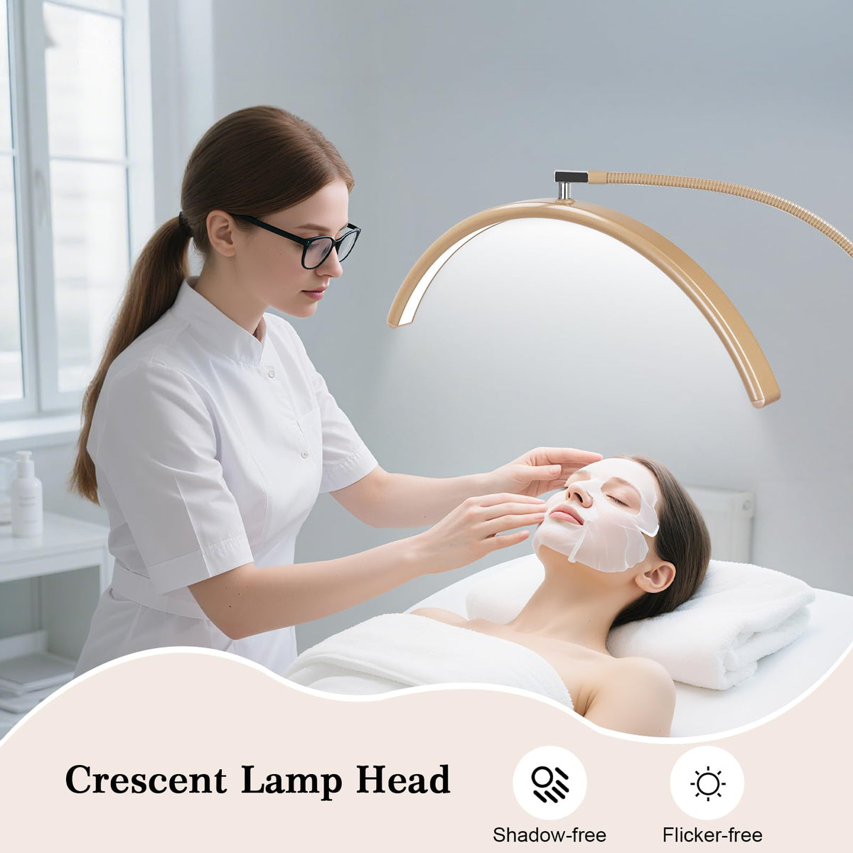 MINIEAR gooseneck lamp demonstrates 360-degree adjustability for lash setup