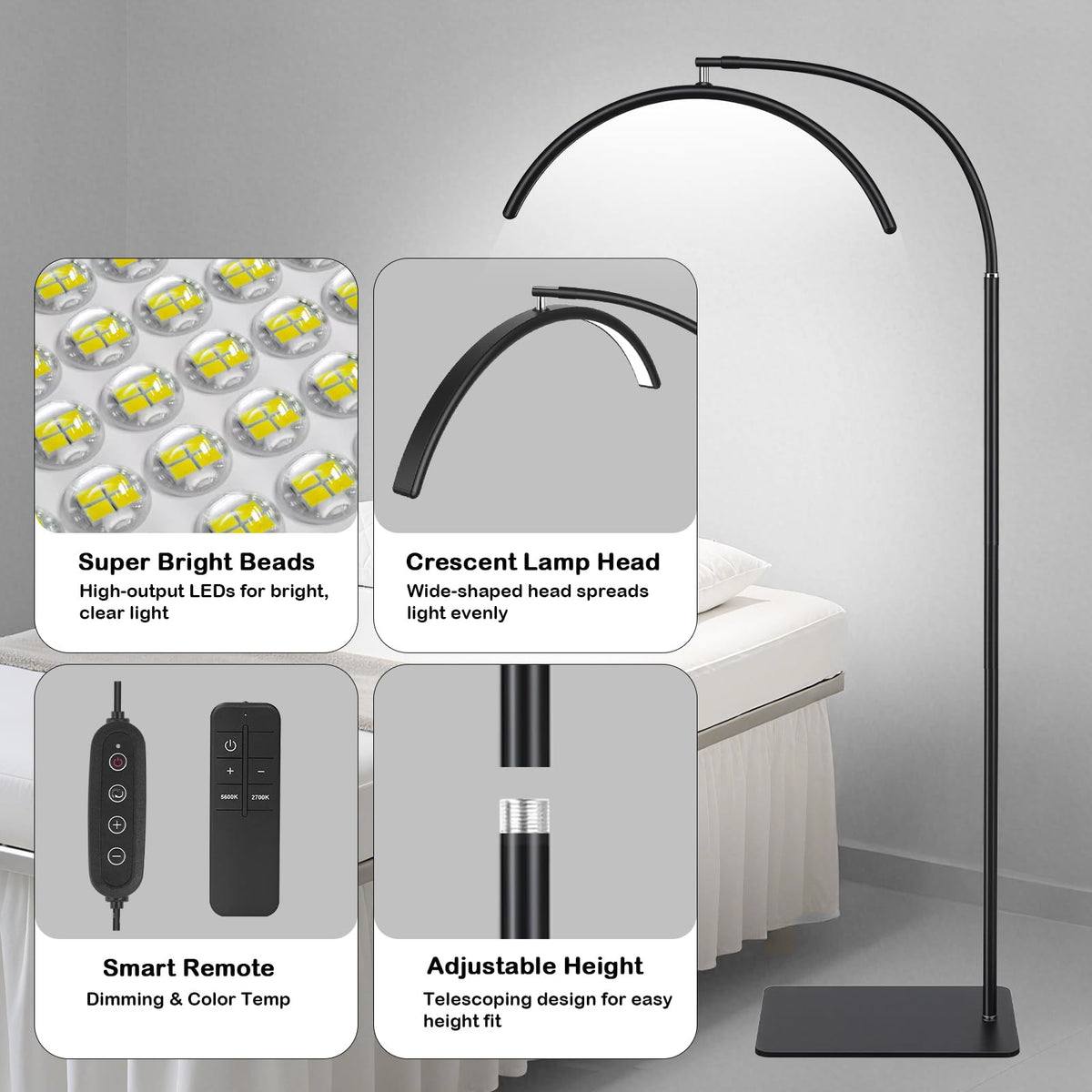 MINIEAR Half Moon Lash Light extended gooseneck demonstrates flexible positioning