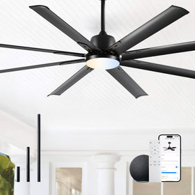 Minislak 72-inch industrial ceiling fan with wide blades delivering powerful airflow for large rooms.