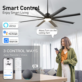 Minislak smart ceiling fan with light and remote enables WiFi Alexa voice control.
