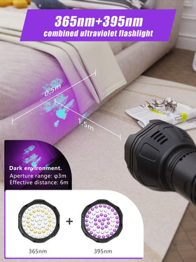 MINORZ UV flashlight 51 LEDs provide wide UV coverage for spills.