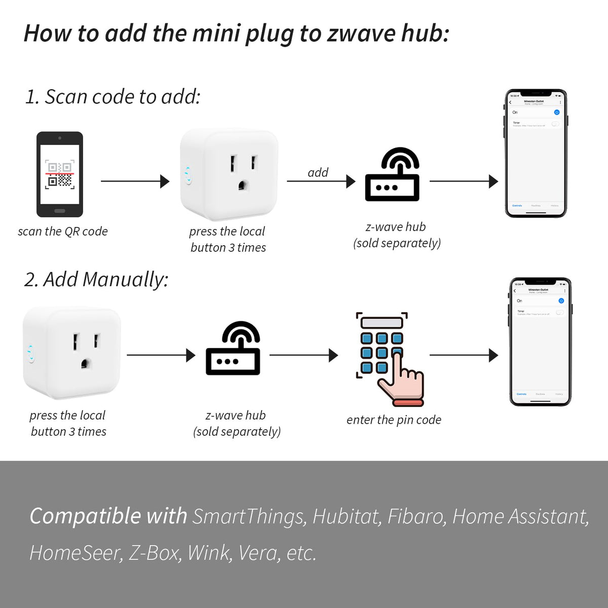 Minoston MP21Z compact outlet powering a lamp with high-load capacity.