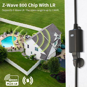 Minoston outdoor Z-Wave plug installation view highlighting easy pairing