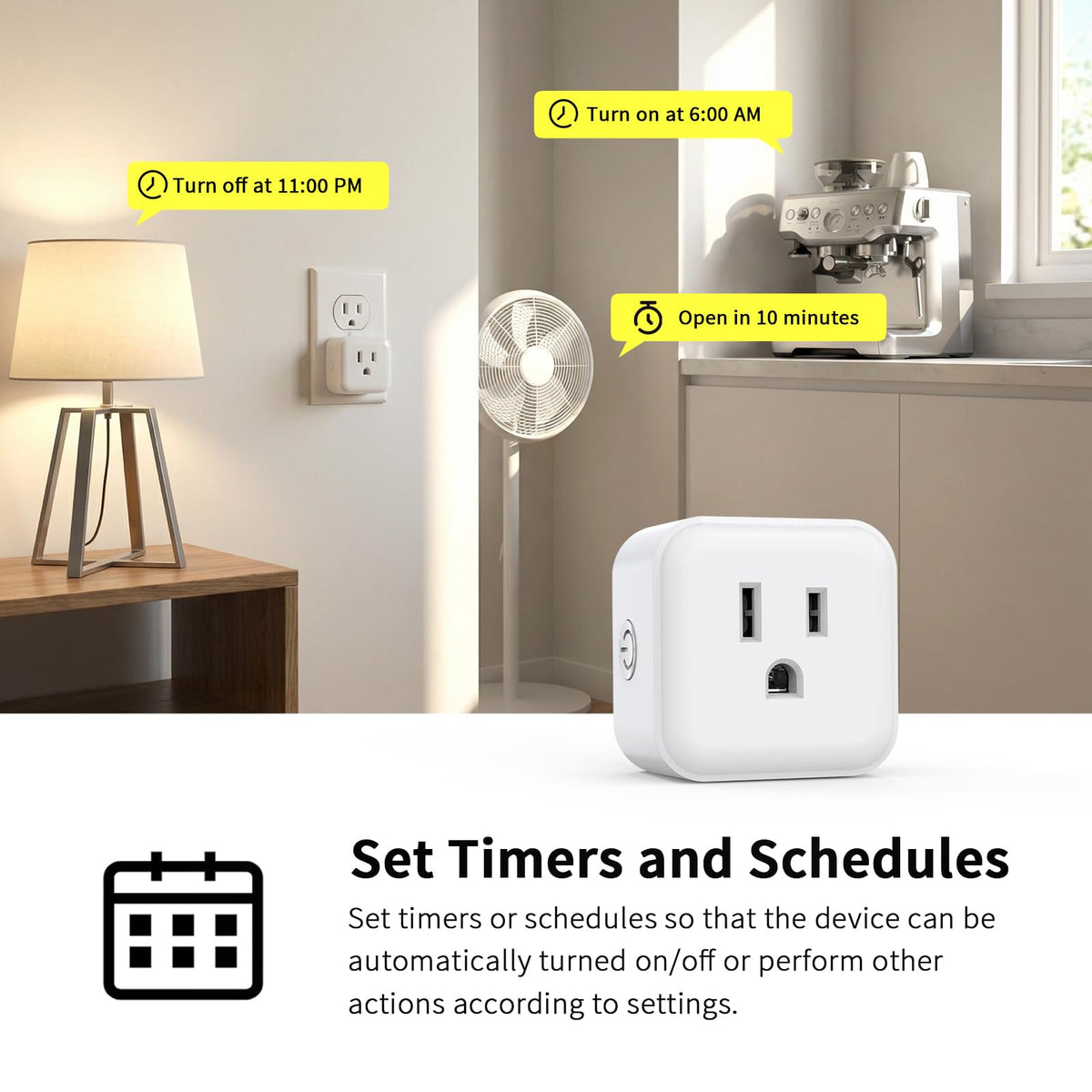 Minoston MP21Z plugged into wall outlet enabling remote lamp control.
