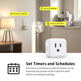 Minoston MP21Z plugged into wall outlet enabling remote lamp control.