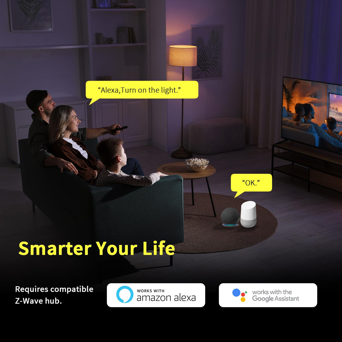 Minoston MP21Z range extender setup illustrating extended coverage with hub.