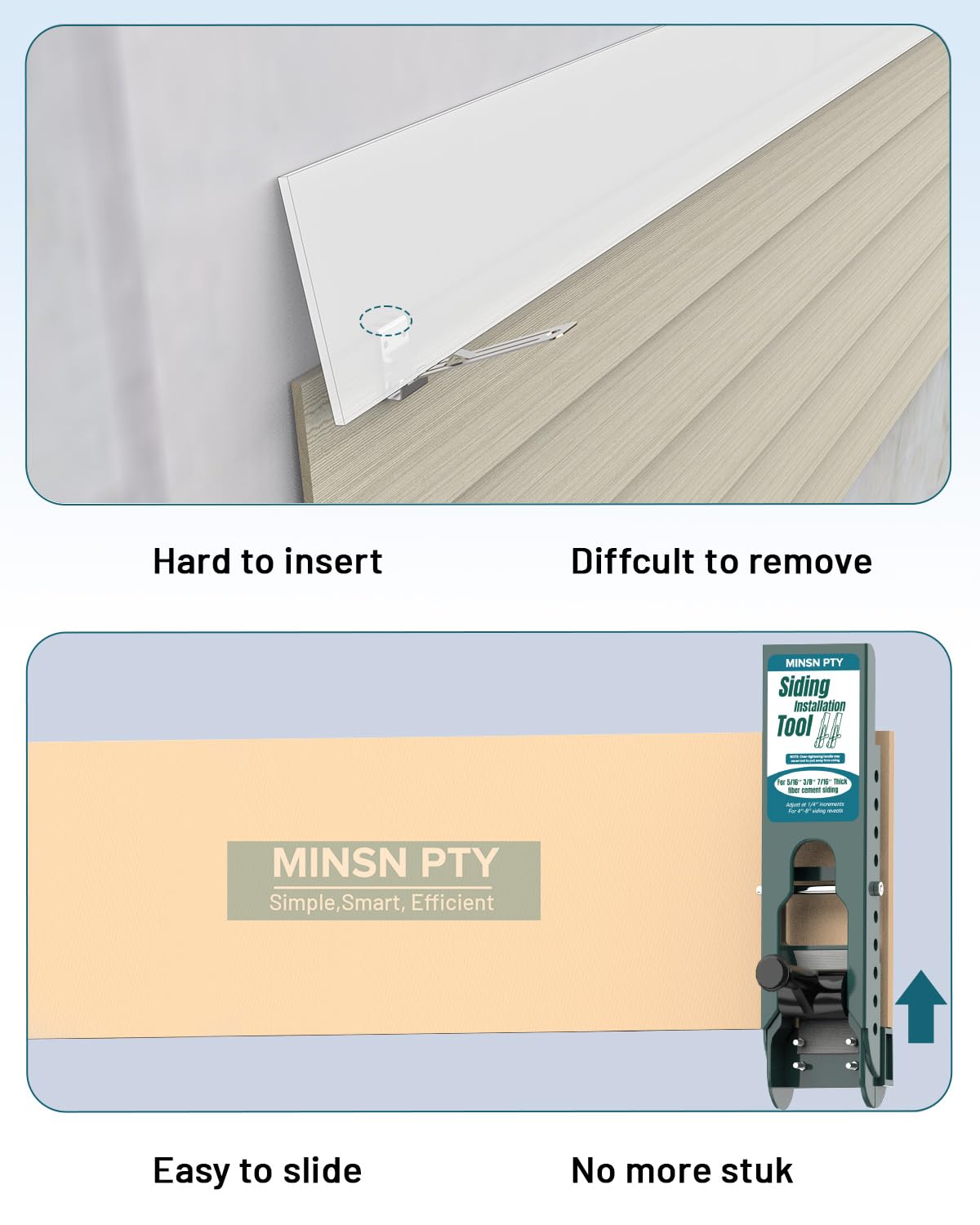 MINSN PTY adjustable-overlap gauge supports precise siding reveals