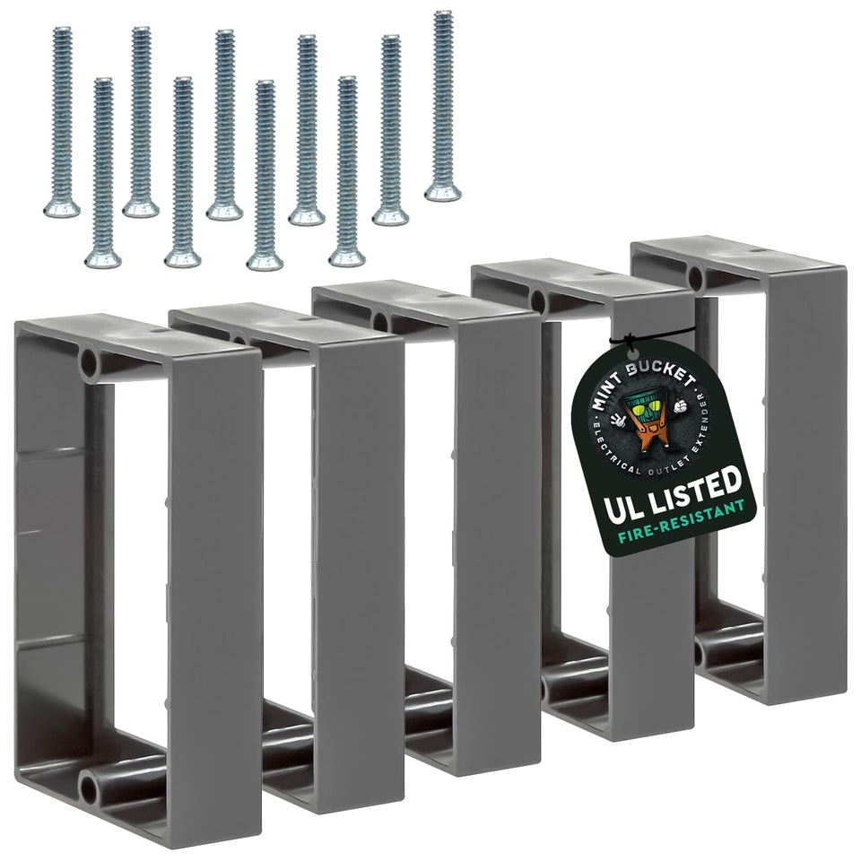 Mint Bucket Brands 3-4 inch single gang outlet box extender for flush wall installation