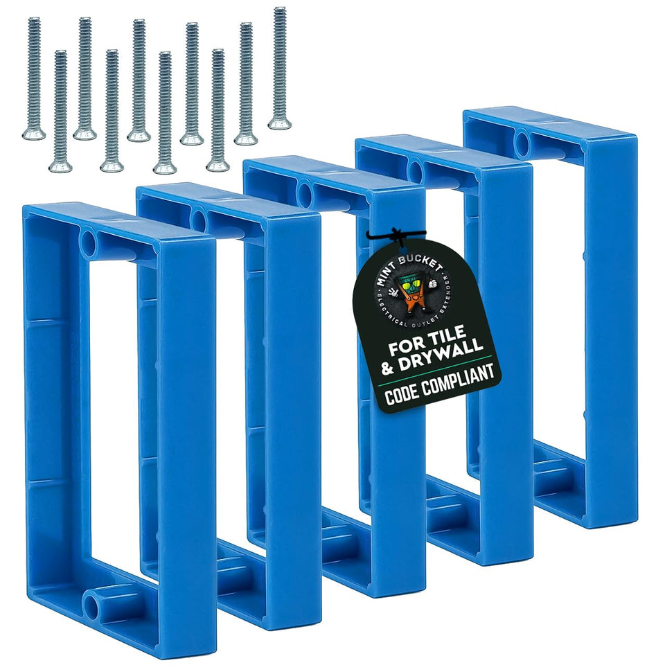 Mint Bucket Brands half-inch outlet box extender ready for flush wall finish.