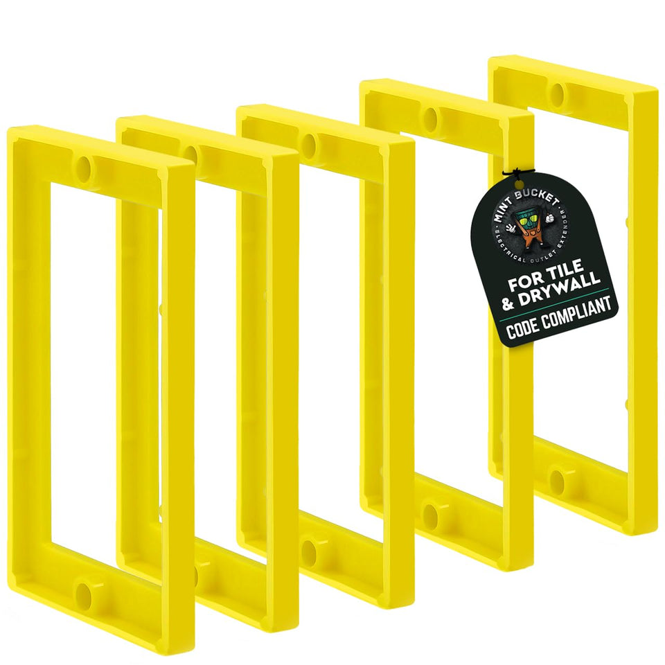 Mint Bucket Brands one-quarter inch outlet box extenders pack of five ready for quick install, flush look.