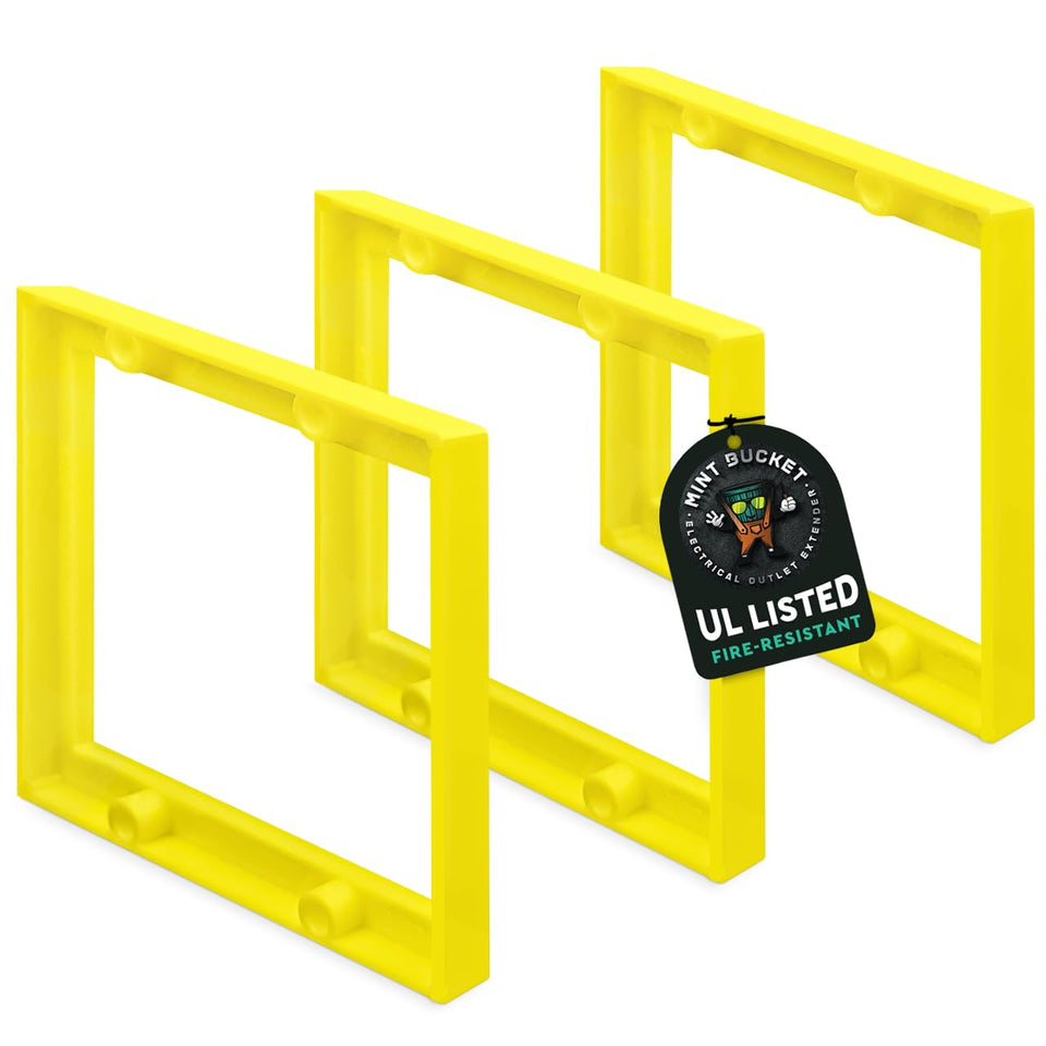 Mint Bucket Brands outlet extender flush to wall for a seamless finish.