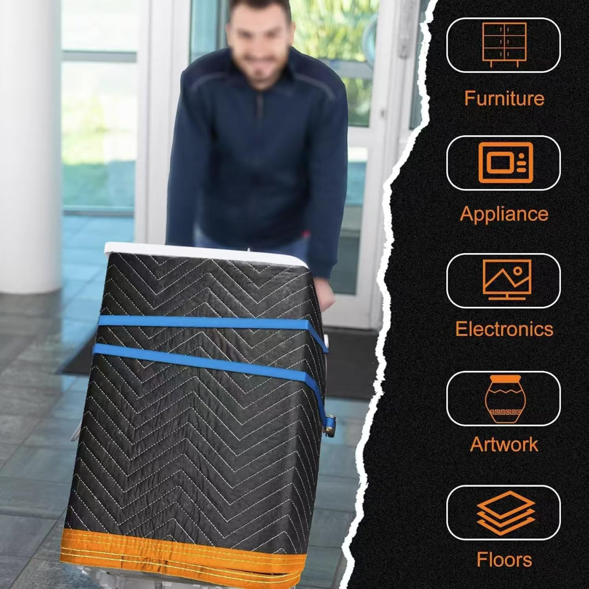 Mintboo two-pack arrangement communicates value of durable moving blankets for multi-item moves.