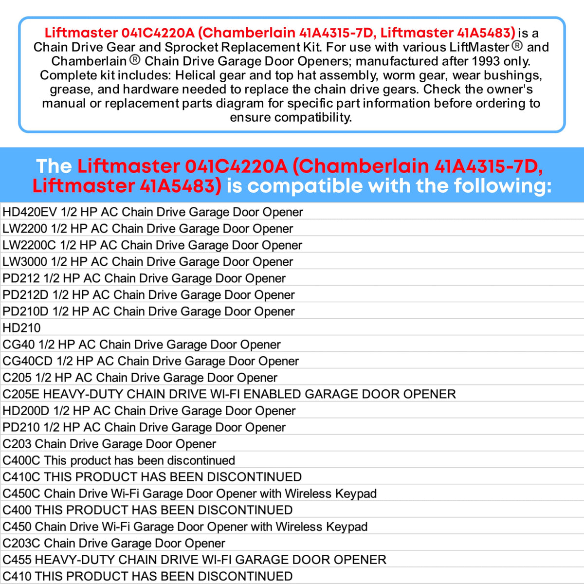 Mintu gear sprocket for Craftsman 139.53995SRT supports compatibility