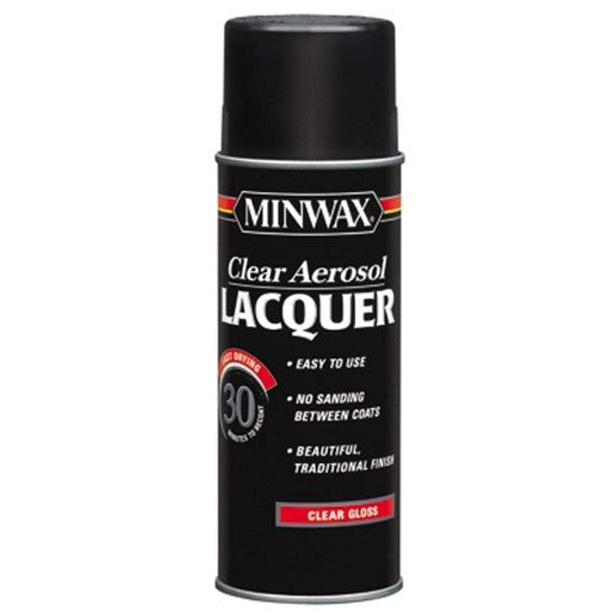 Minwax 15200 gloss brushing lacquer spray bottle shown for a smooth interior wood finish