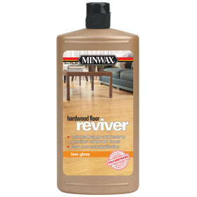 Minwax Hardwood Floor Reviver application on dull wood for renewed shine