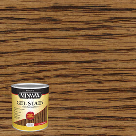 Minwax Gel Stain application cloth demonstrates easy, controlled color on vertical surfaces