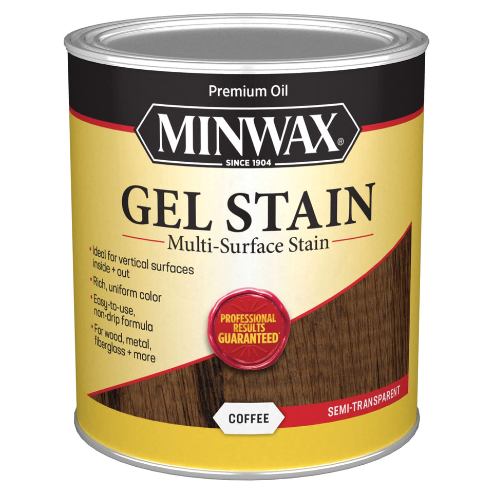 Minwax Gel Stain Coffee bottle pour for smooth, even interior color.
