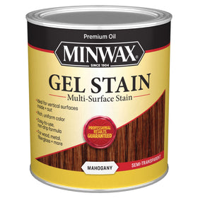 Minwax Gel Stain Mahogany being applied with a cloth for a smooth finish