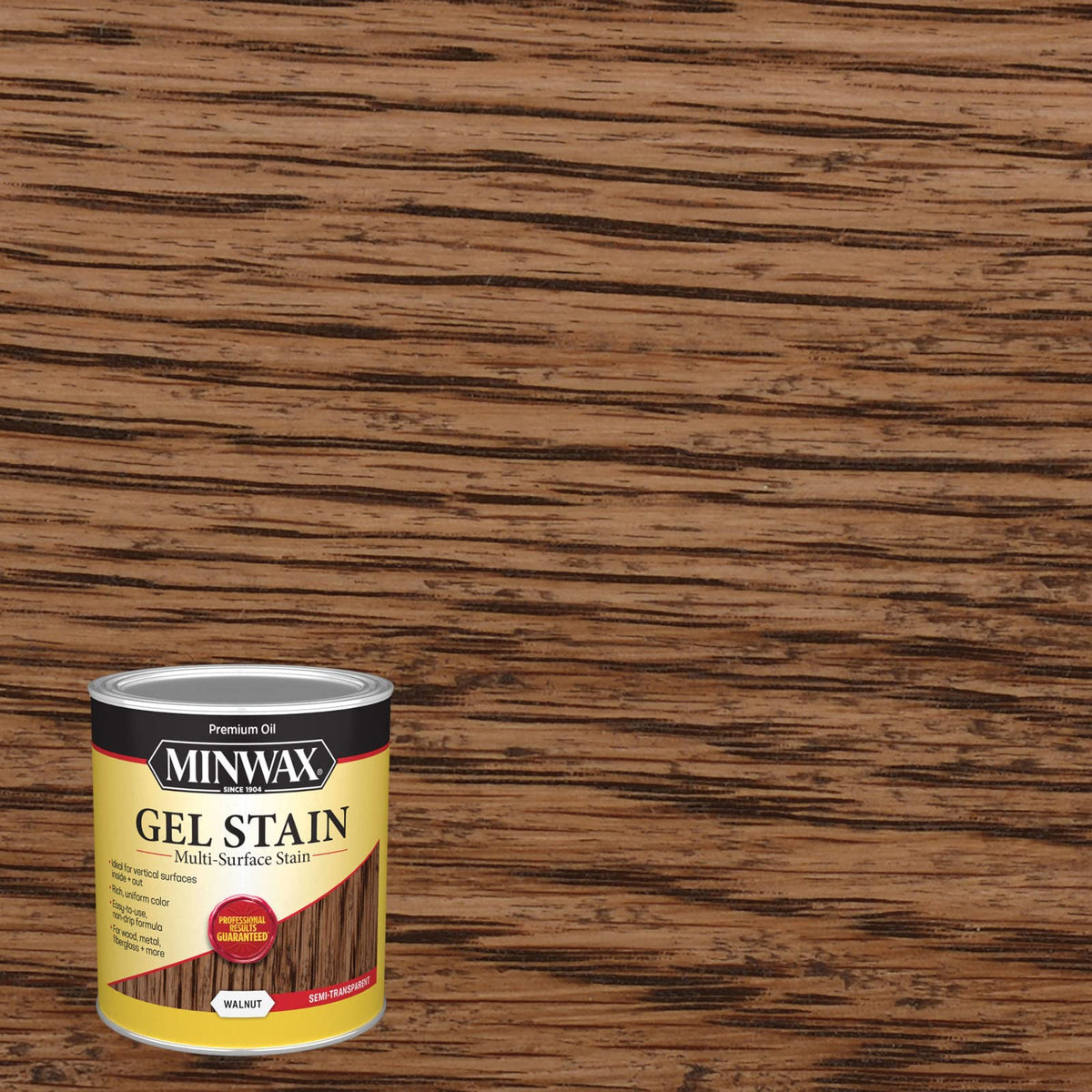 Minwax Gel Stain Walnut being brushed onto wood for rich tone.