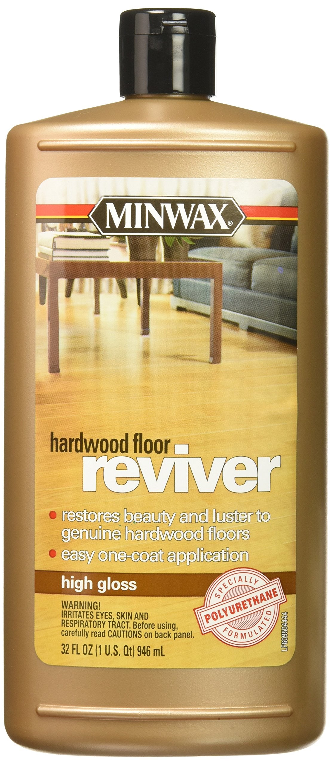 Minwax Hardwood Floor Reviver bottle pour — easy application and instant shine.