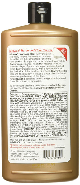 Minwax Hardwood Floor Reviver close-up displays high-gloss glaze on a pristine floor.