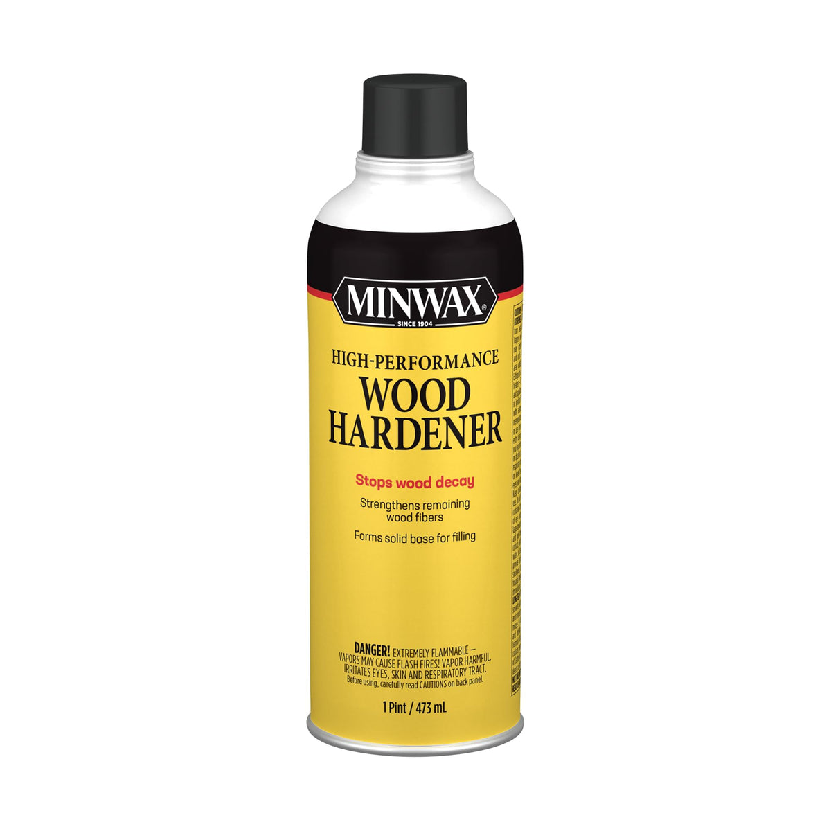 Minwax High Performance Wood Hardener pint front label for prepping rotted wood