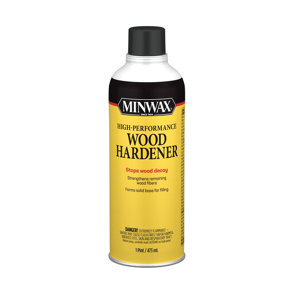 Minwax High Performance Wood Hardener pint front label for prepping rotted wood