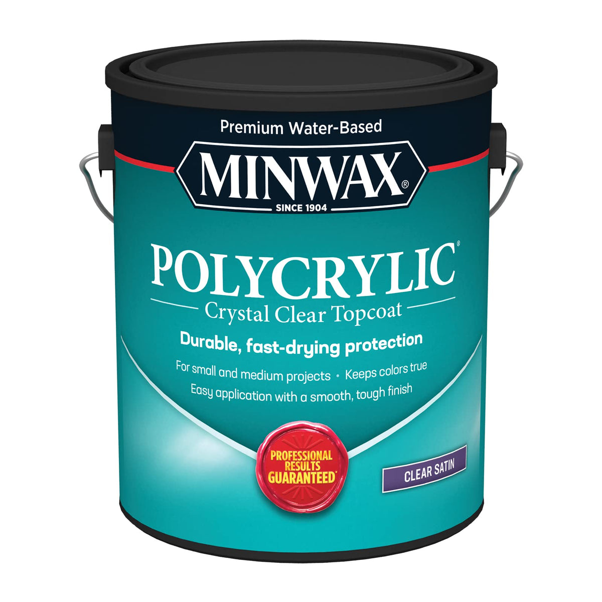 Minwax Polycrylic protective finish satin bottle shields interior wood from wear