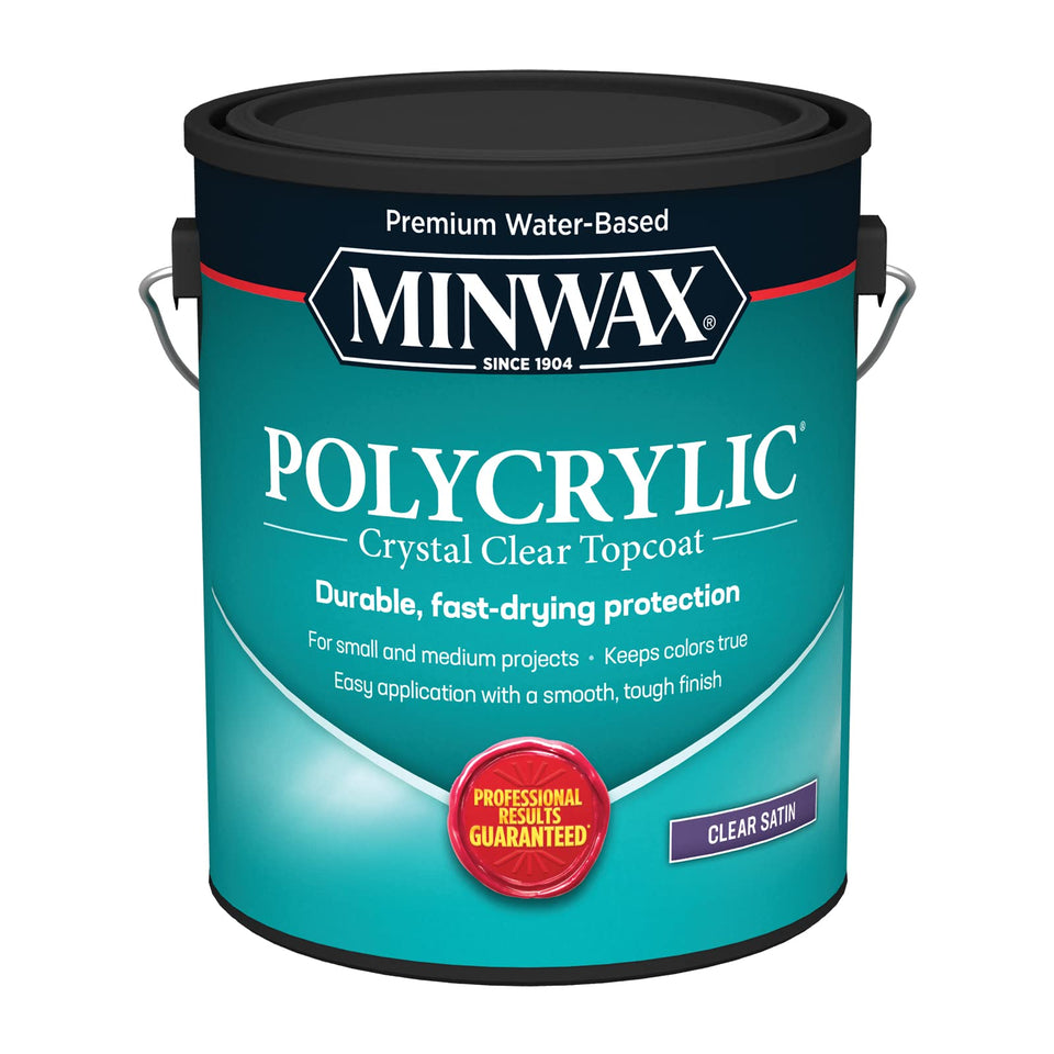 Minwax Polycrylic protective finish satin bottle shields interior wood from wear