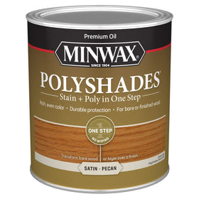 Minwax PolyShades bottle-pour shows an easy one-step stain and polyurethane finish.