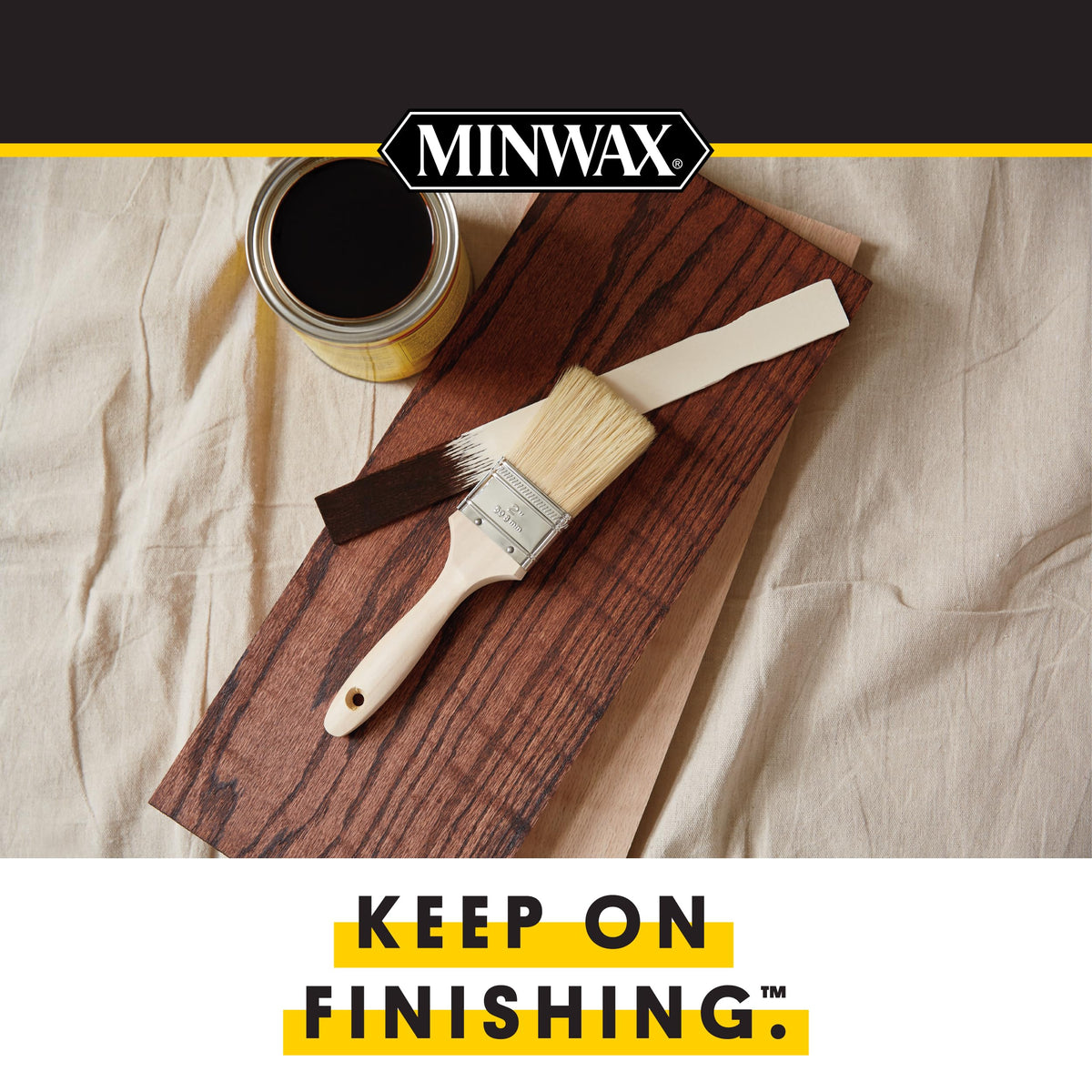 Minwax PolyShades cleanup with mineral spirits keeps the project tidy.