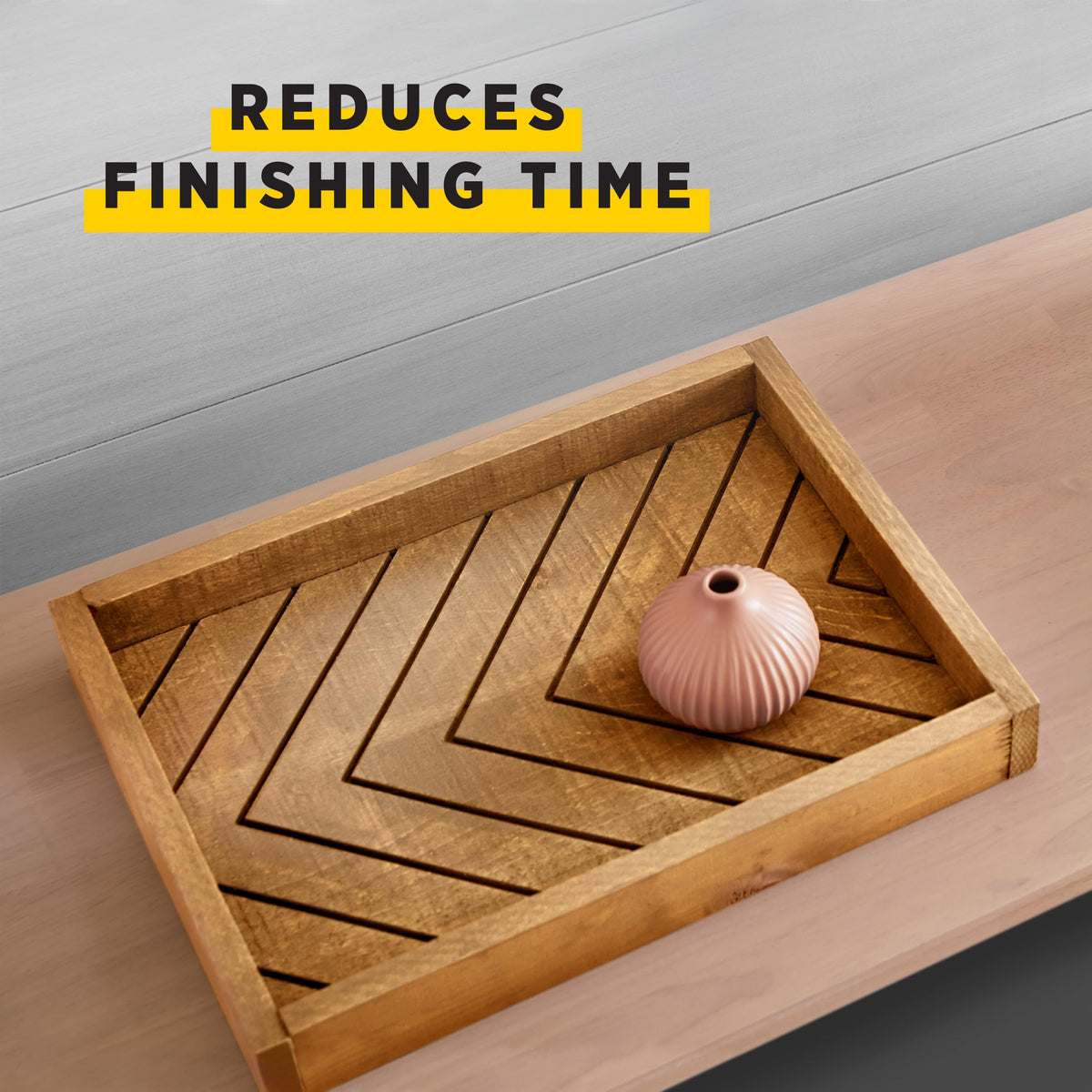 Minwax PolyShades satin sheen on furniture and cabinets for warm glow.