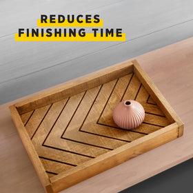 Minwax PolyShades satin sheen on furniture and cabinets for warm glow.