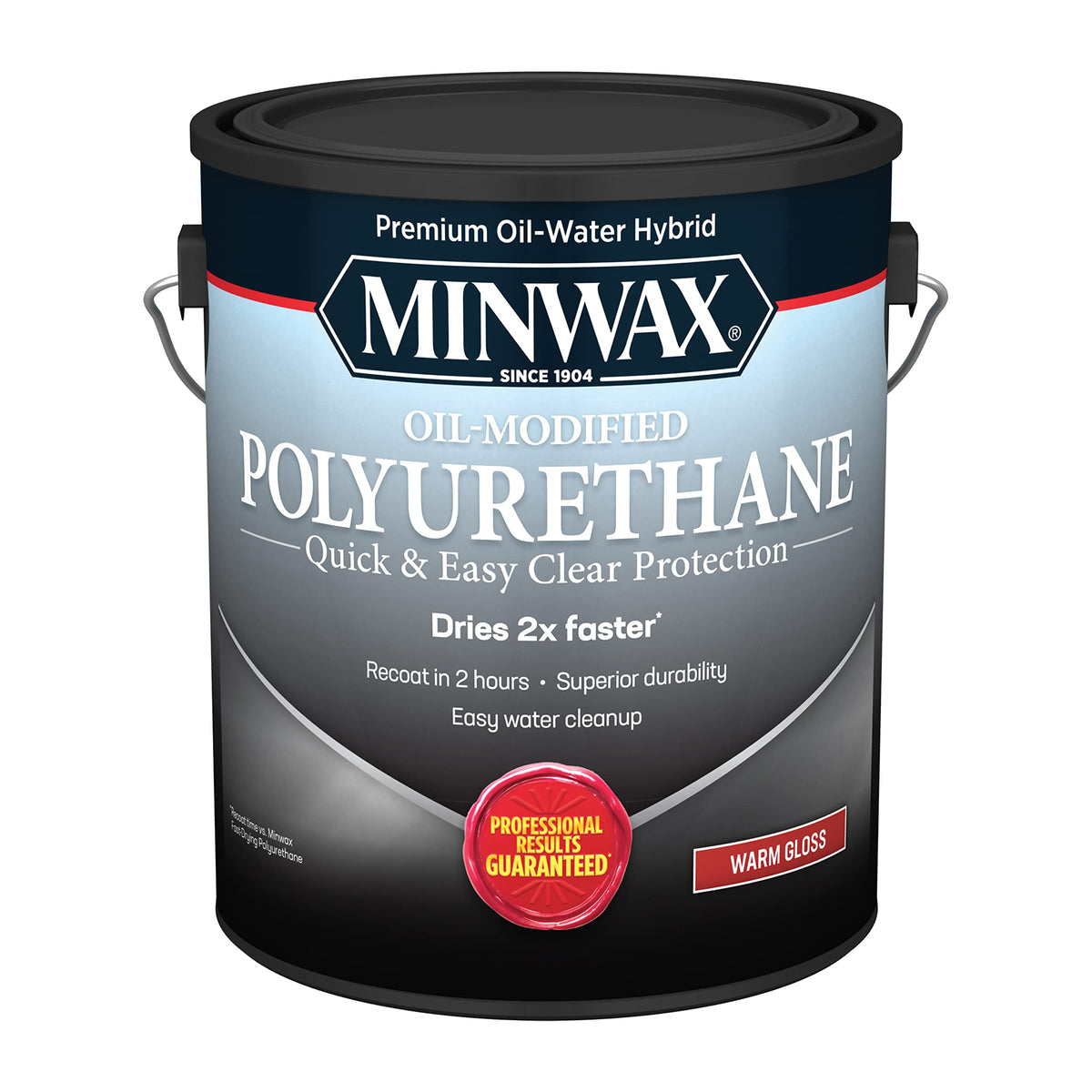 Minwax Water-Based Oil-Modified Polyurethane bottle pour for smooth, quick coat application.