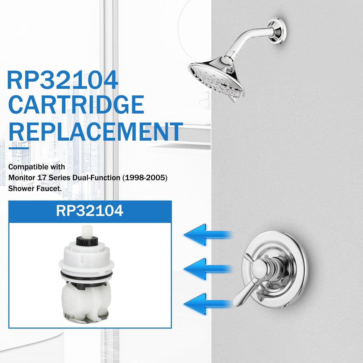 Miory RP32104 delivers smoother shower valve operation after replacement.
