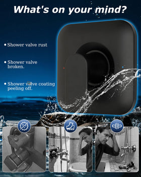 Miory matte black shower trim with square design for Moen PosiTemp valves.