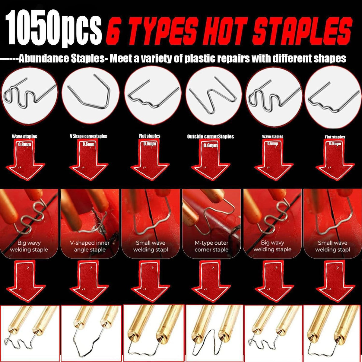 Miotorio six-types staple collection supports versatile bonding across plastic parts.