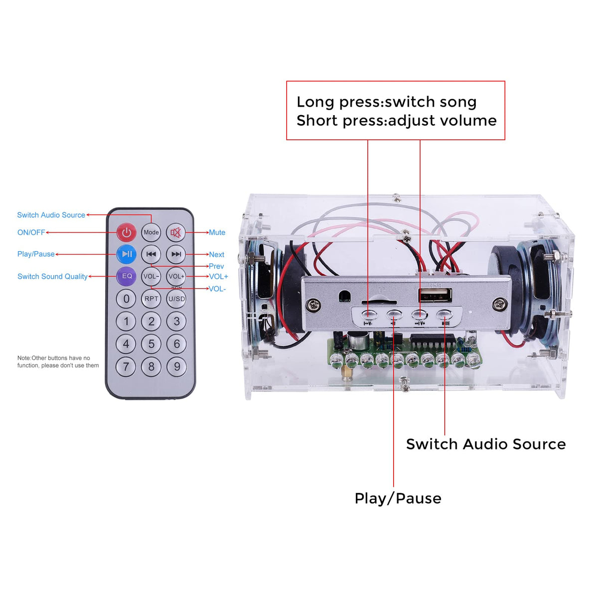 MiOYOOW supports Bluetooth, TF card, and USB playback for versatile listening