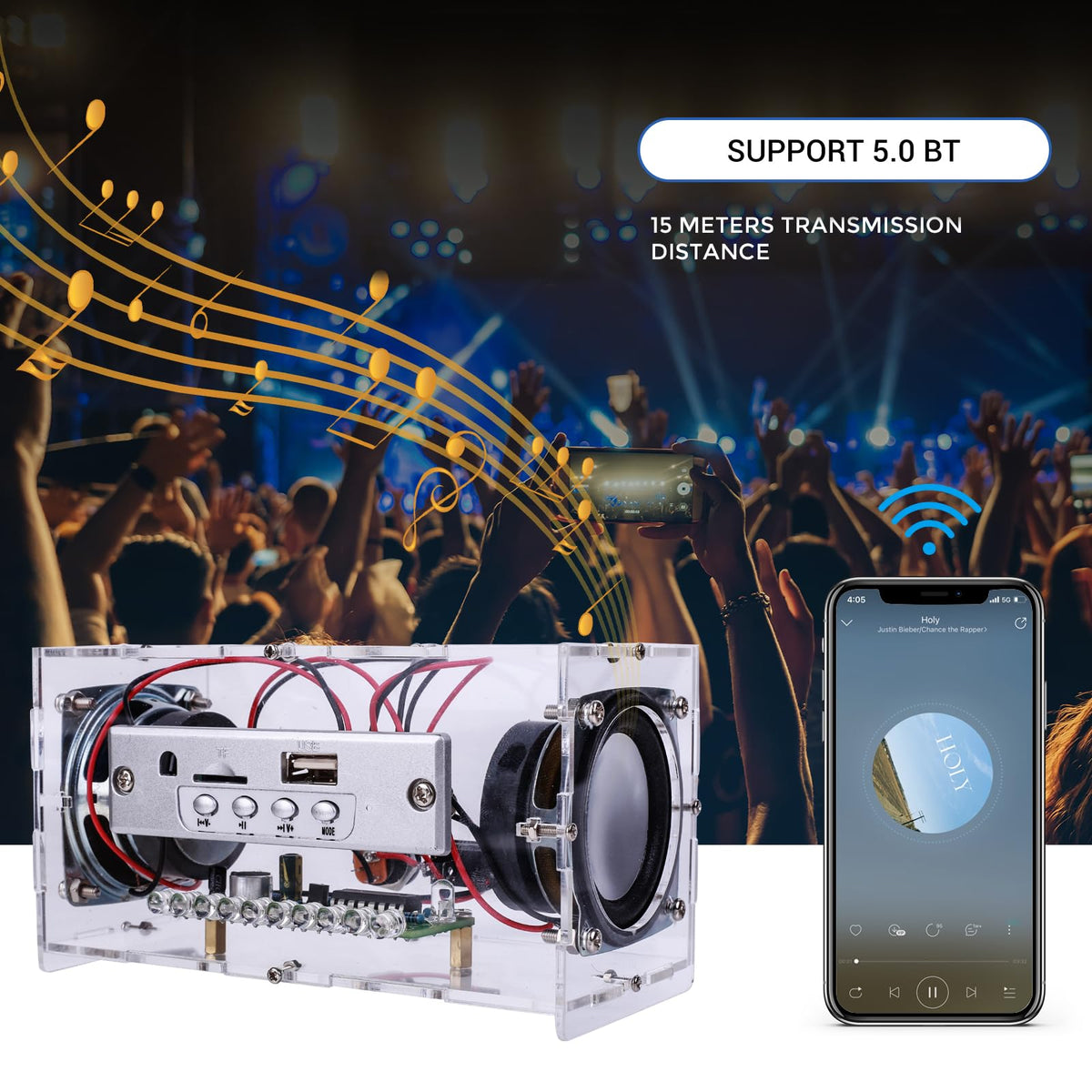 MiOYOOW LED lights add visual appeal during music playback