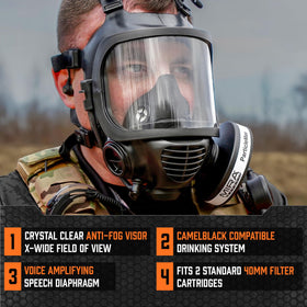 Mira Safety CM-6M drinking system enabling hydration during drills.