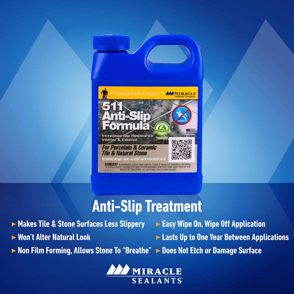 Miracle Sealants 511 for granite and travertine improves grip without altering look.