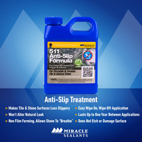 Miracle Sealants 511 for granite and travertine improves grip without altering look.