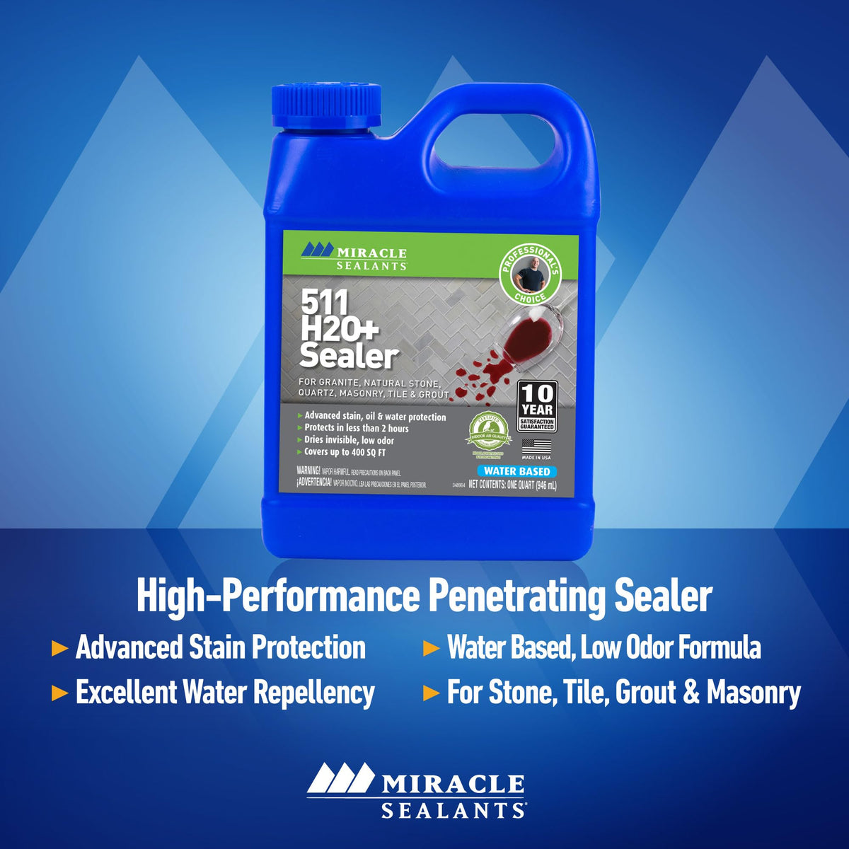 Miracle Sealants 511 H2O Plus application image showing penetrating seal.