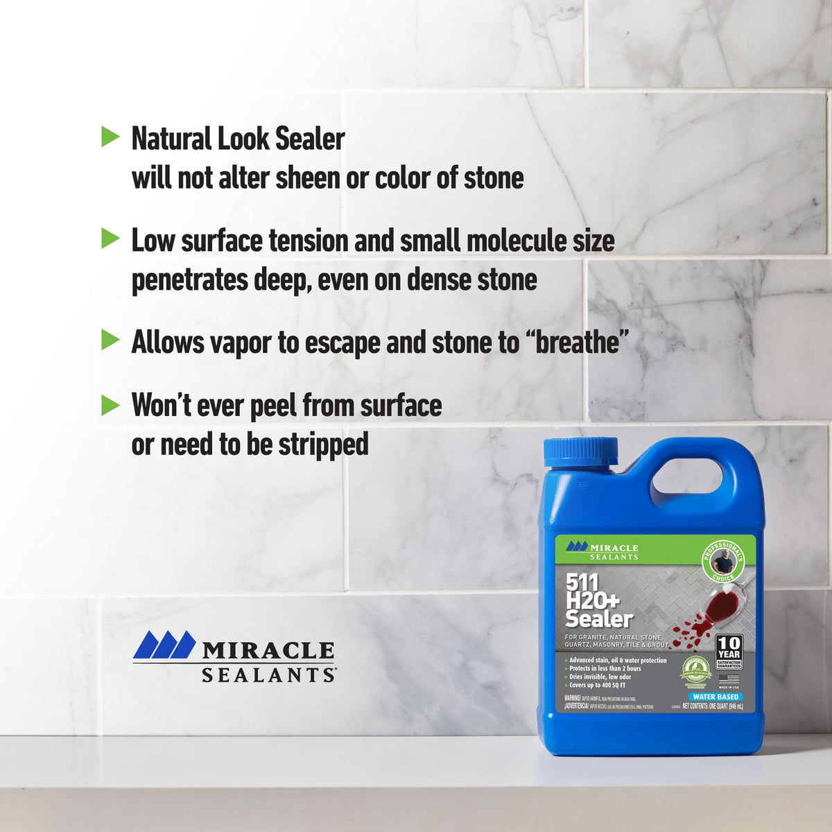 Grout protection with 511 H2O Plus in tiled areas.